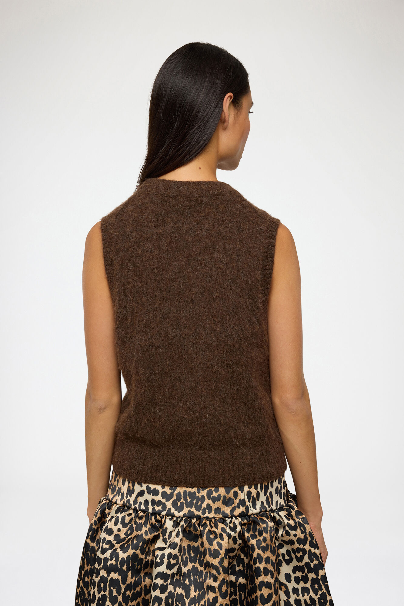Vest with Tiger, Alpaca, in colour Chicory Coffee - 3 - GANNI