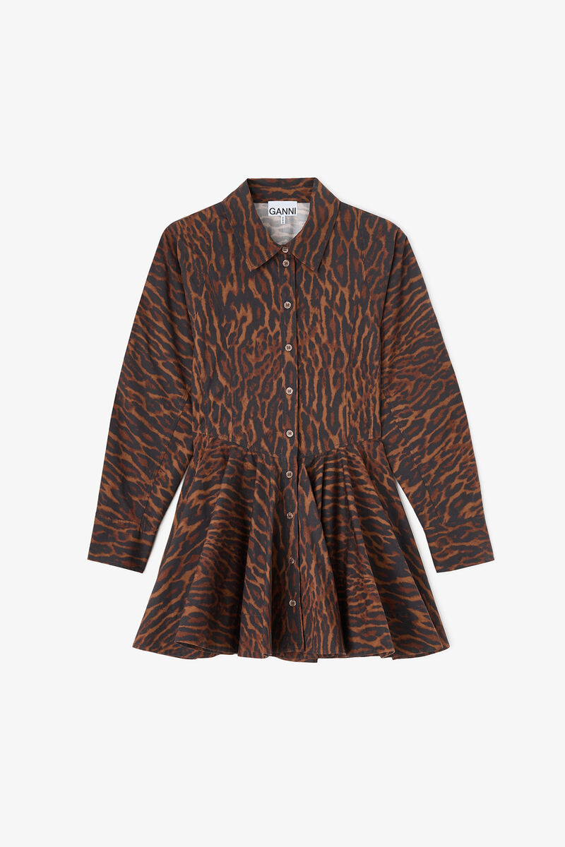 Kleid in rotem Farbverlauf und Leopard, Organic Cotton, in colour Rawhide - 1 - GANNI