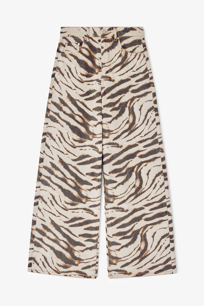 Lari wide jeans i zebra denim, Egret
