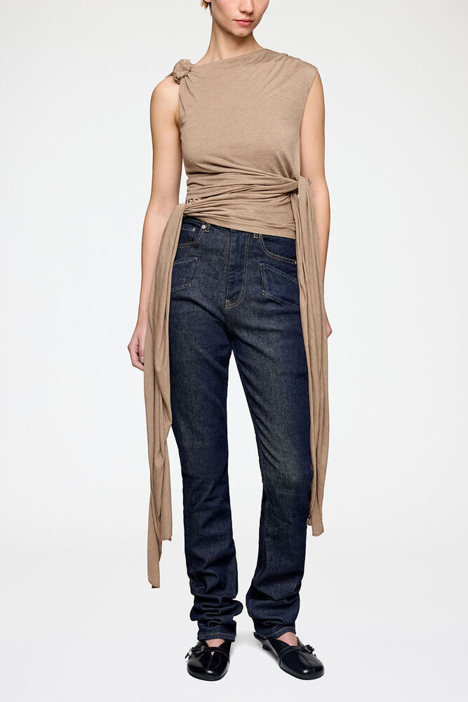 Top in Beige Jersey, Coca Mocha