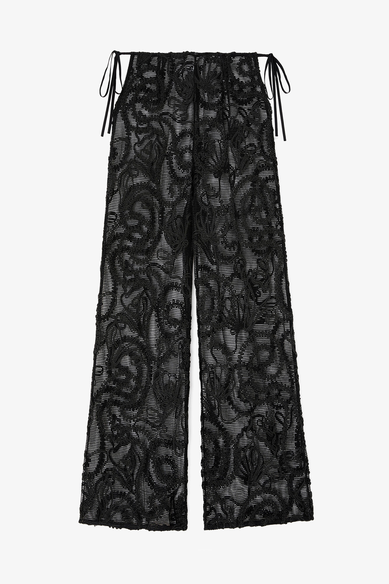 Pants in Black Net, Recycled Polyester, in colour Black - 1 - GANNI
