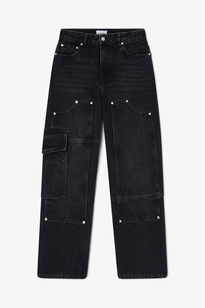 Audri Jeans in Black Rigid Denim, Black Washed