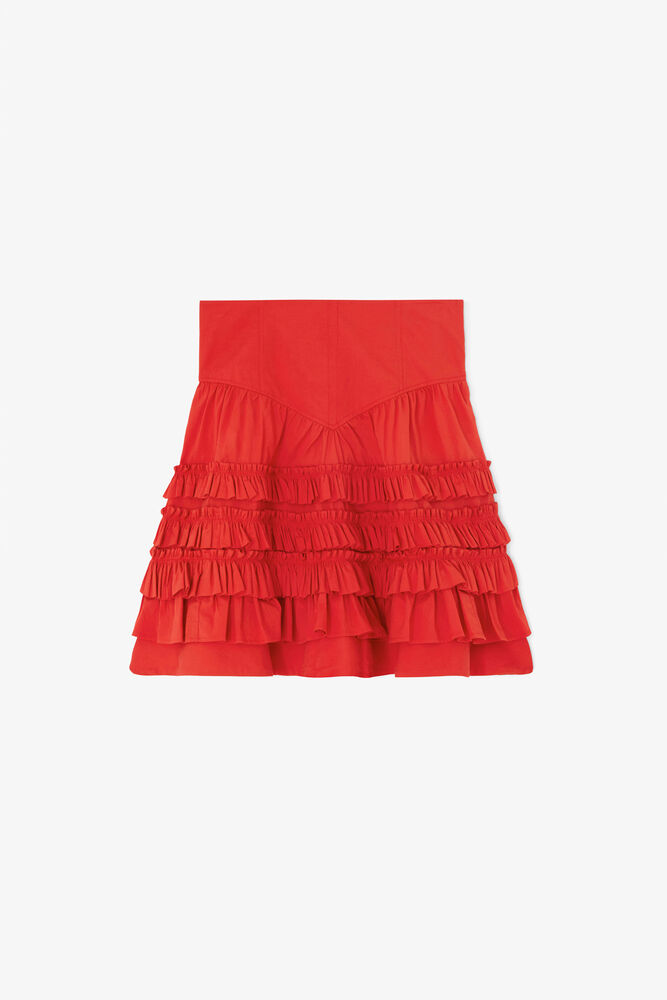 Skirt in Red Cotton, Goji Berry
