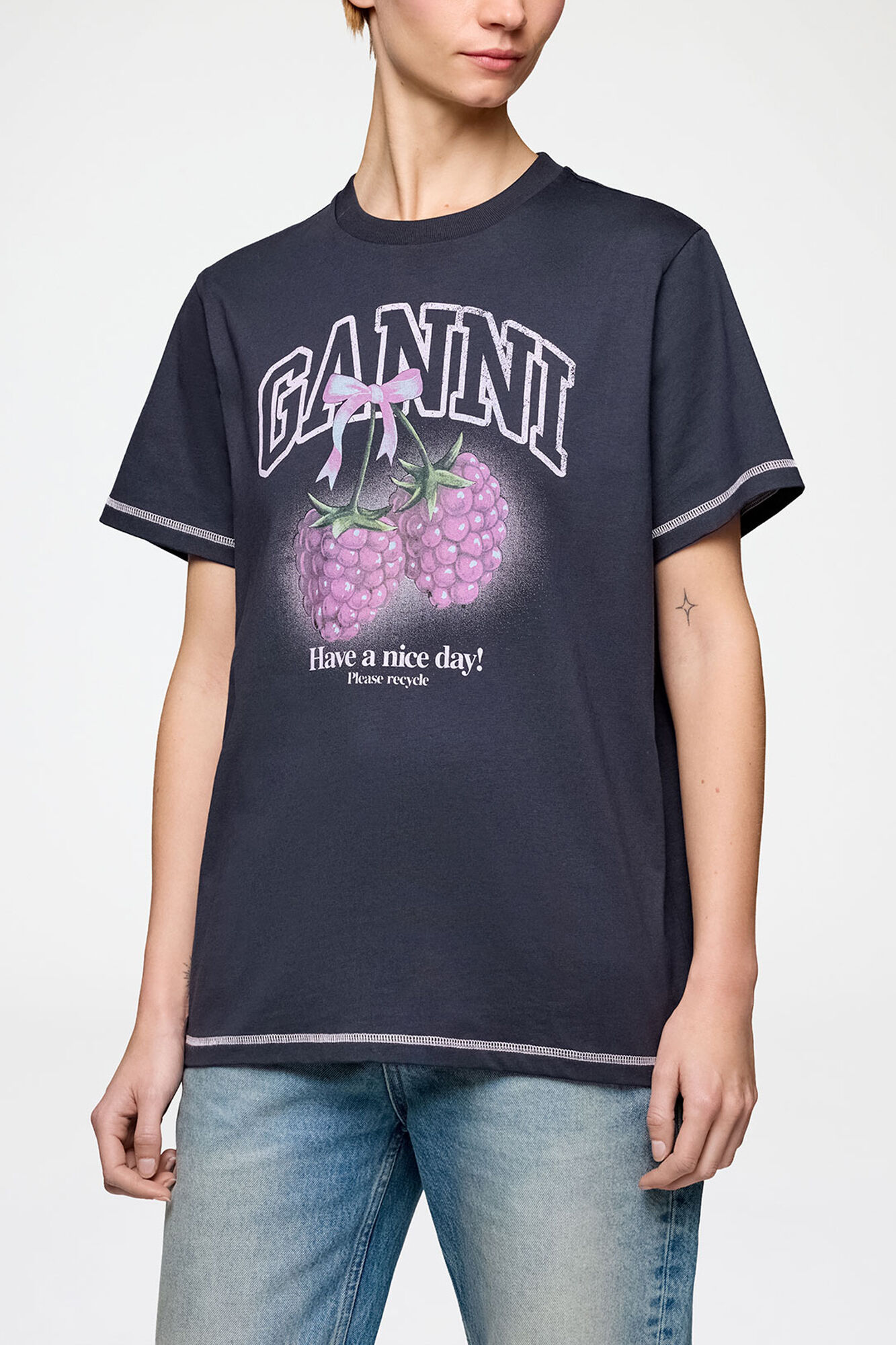Black GANNI T-Shirts – Have a Nice Day! & Graphic Tees | GANNI PL