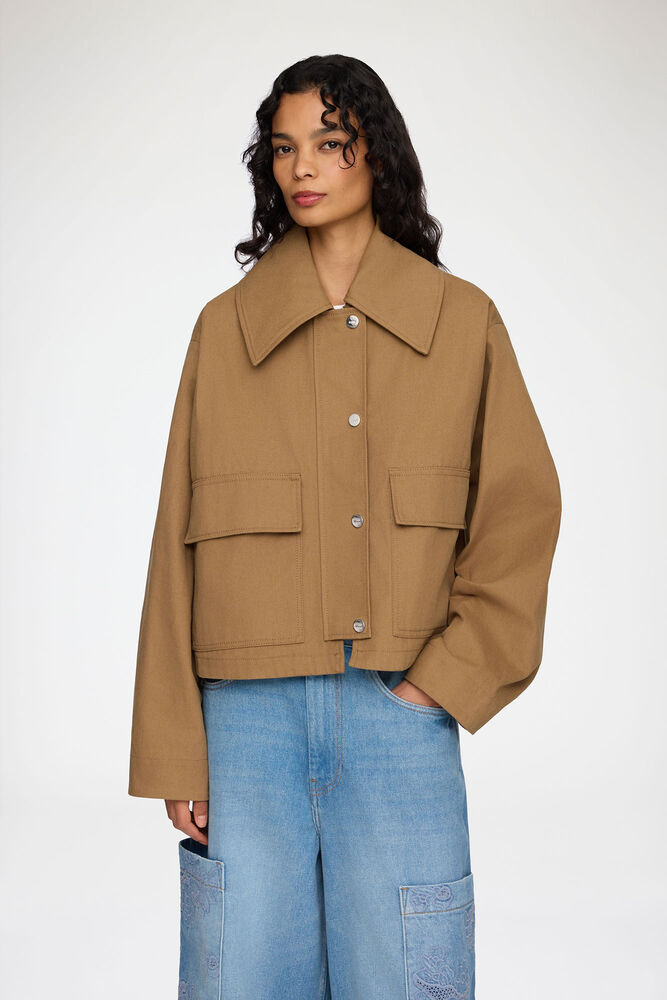 Jacket in Brown Canvas, Ermine