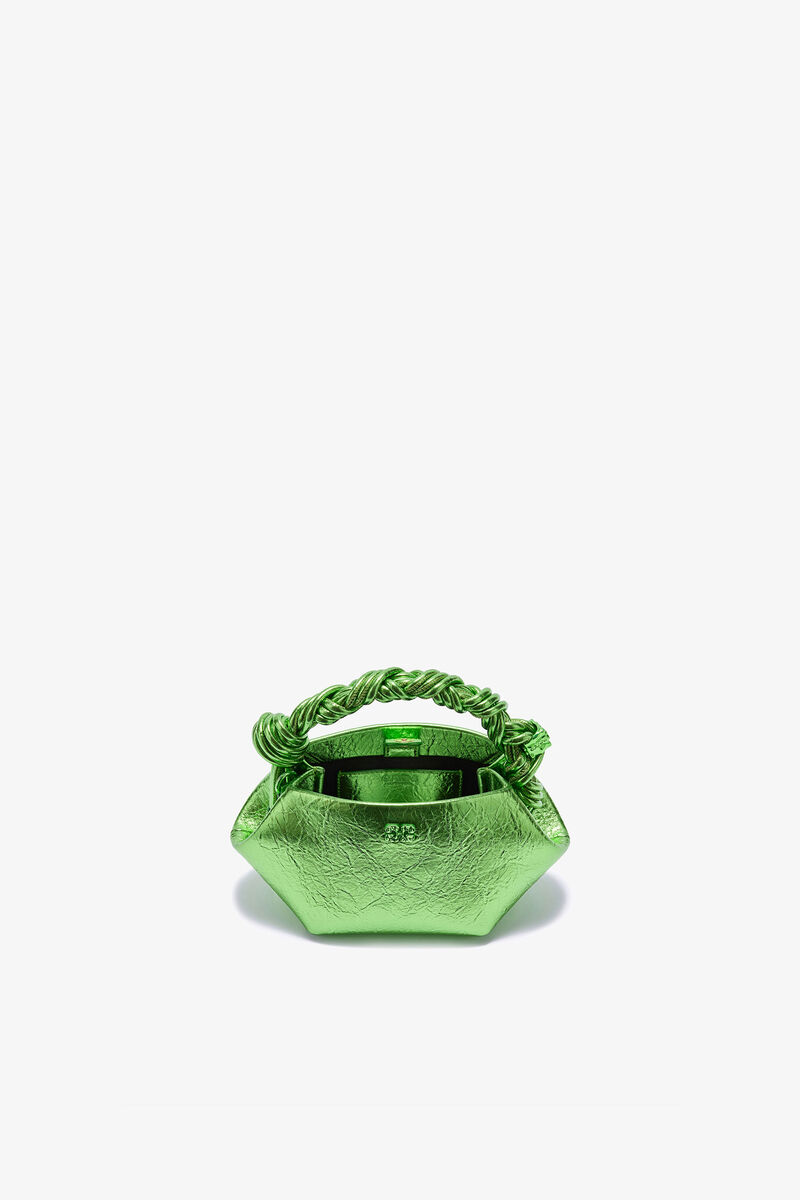 Mini Bou Bag in Metallic, Polyurethane, in colour Greenery - 4 - GANNI