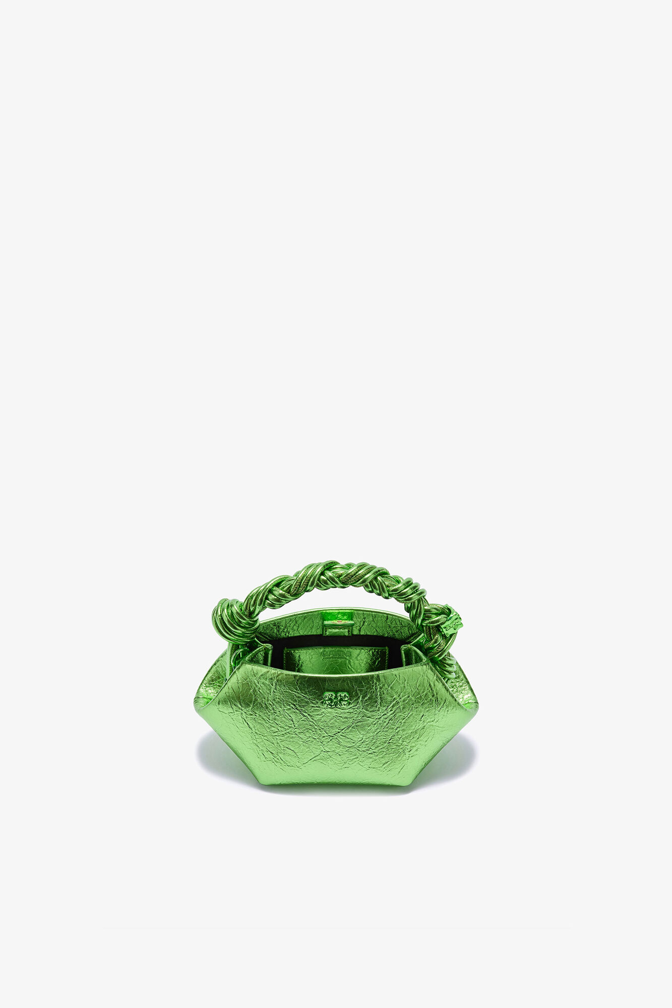 Mini Bou Bag in Metallic, Polyurethane, in colour Greenery - 4 - GANNI