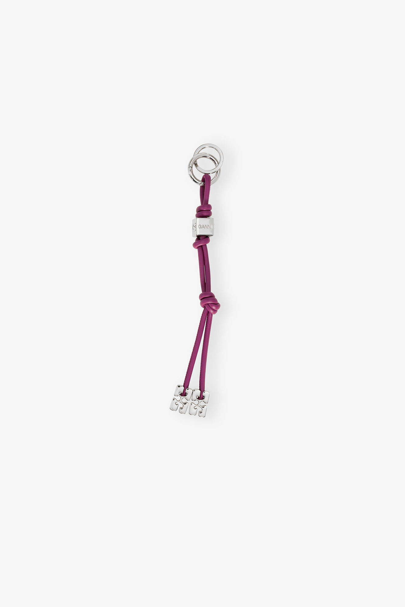 Lila Bou nyckelring, Recycled Leather, in colour Boysenberry - 1 - GANNI