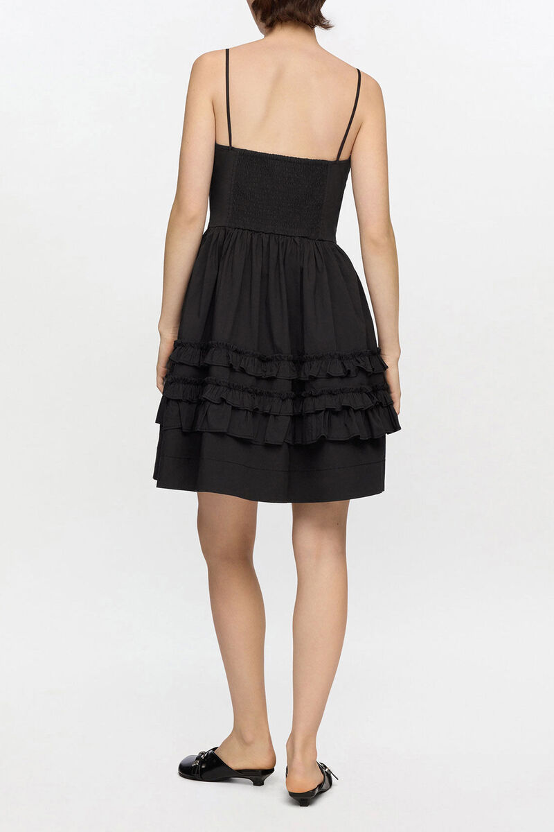 Robe courte noire à volants, Organic Cotton, in colour Black - 2 - GANNI