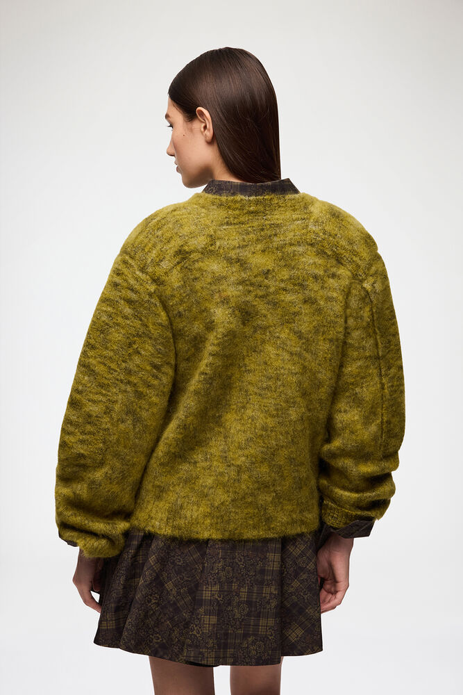 Pullover aus gebürstetem Mohair, Military Olive