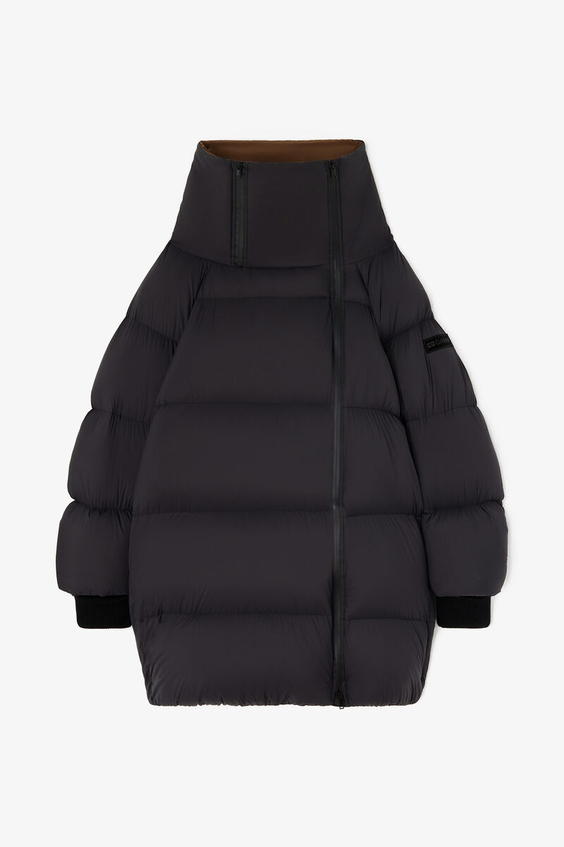 Maxi Puffer in Black Future Nylon, Recycled Polyamide, in colour Phantom - 1 - GANNI