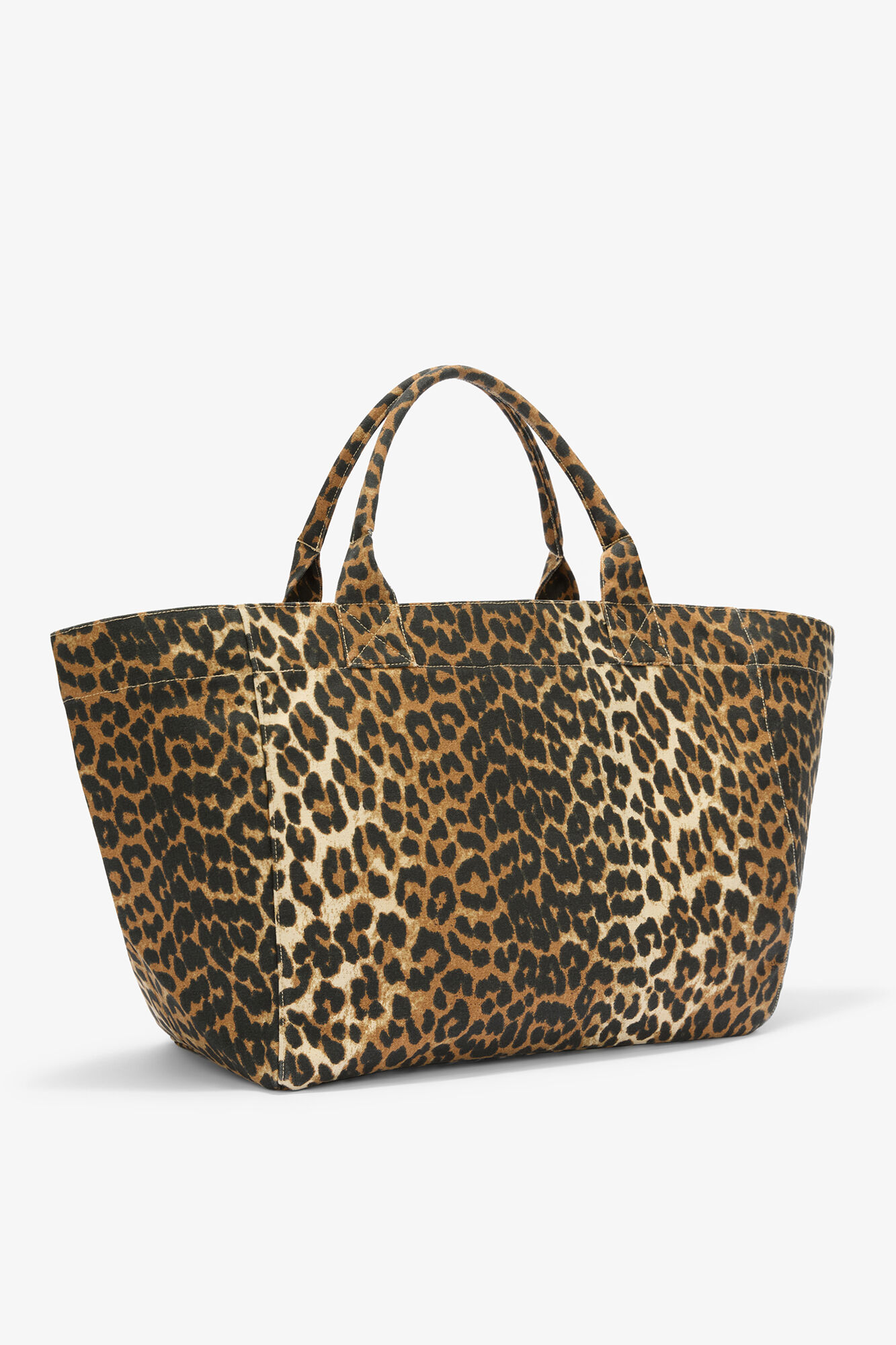 XXL-Shopper in Leopard- und Daisy-Duck, Recycled Cotton, in colour Almond Milk - 2 - GANNI