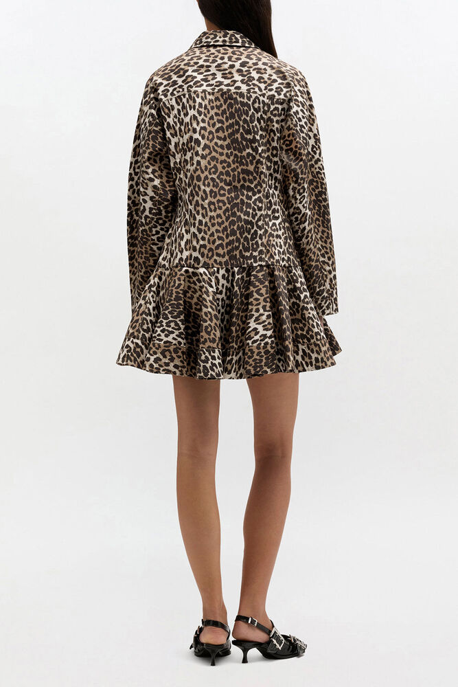 Leopard Shirt Dress, Almond Milk