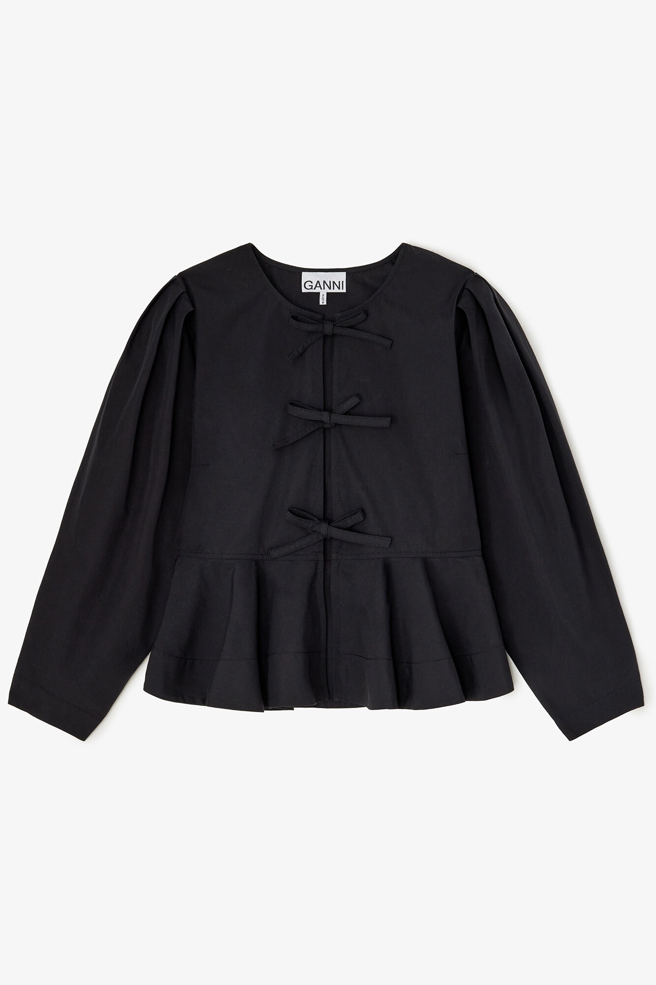 Blouse in Cotton Poplin, Organic Cotton, in colour Black - 1 - GANNI