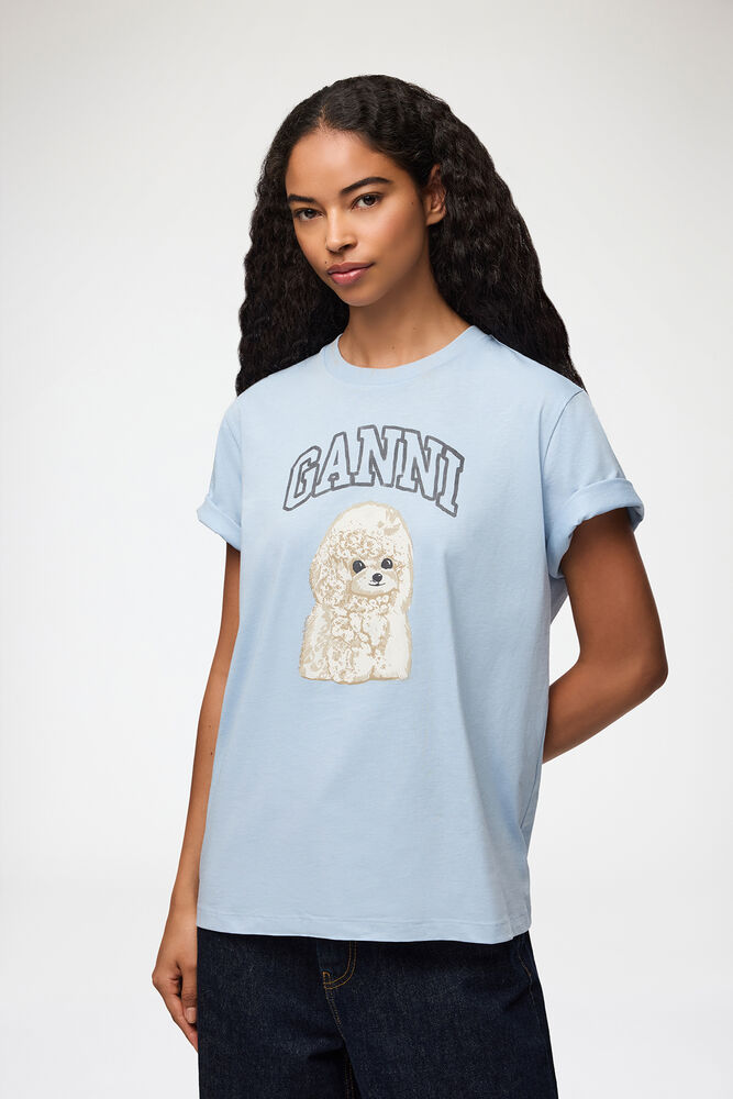 T-shirt with Poodle, Soft Chambray
