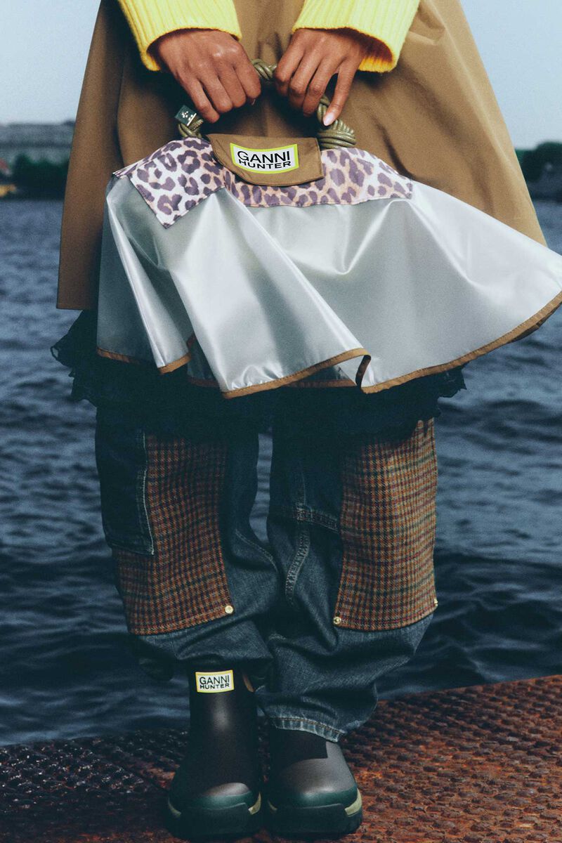 Water Resistant Bag Poncho, Recycled Polyester, in colour Almond Milk - 1 - GANNI
