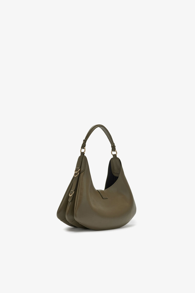 Liten Kat-väska i grönt, Recycled Leather, in colour Military Olive - 2 - GANNI