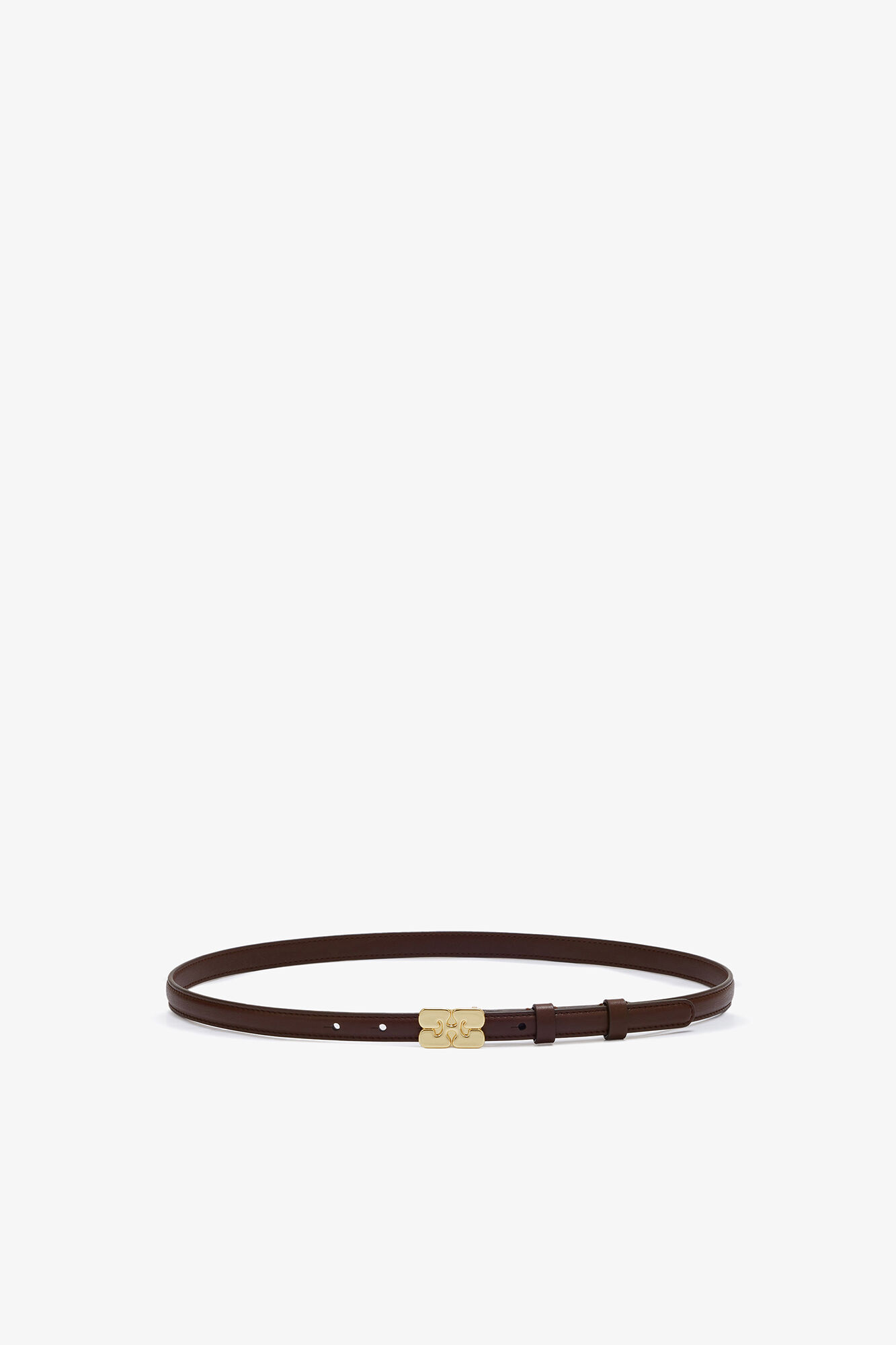 Kat Belt Small in Brown, Recycled Leather, in colour Chicory Coffee - 1 - GANNI