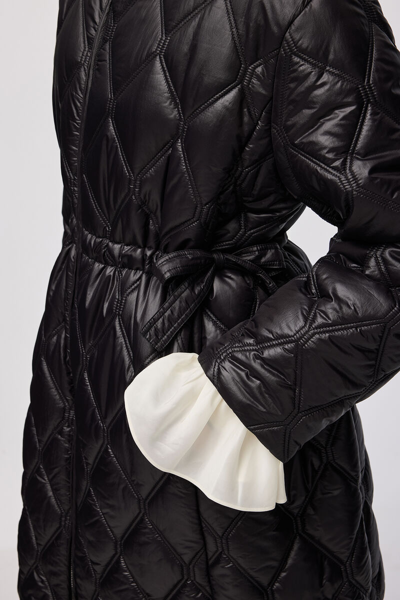 Kappa i svart kvilt, Recycled Polyamide, in colour Black - 2 - GANNI