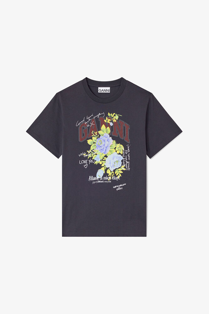T-shirt noir à imprimé rose, Phantom