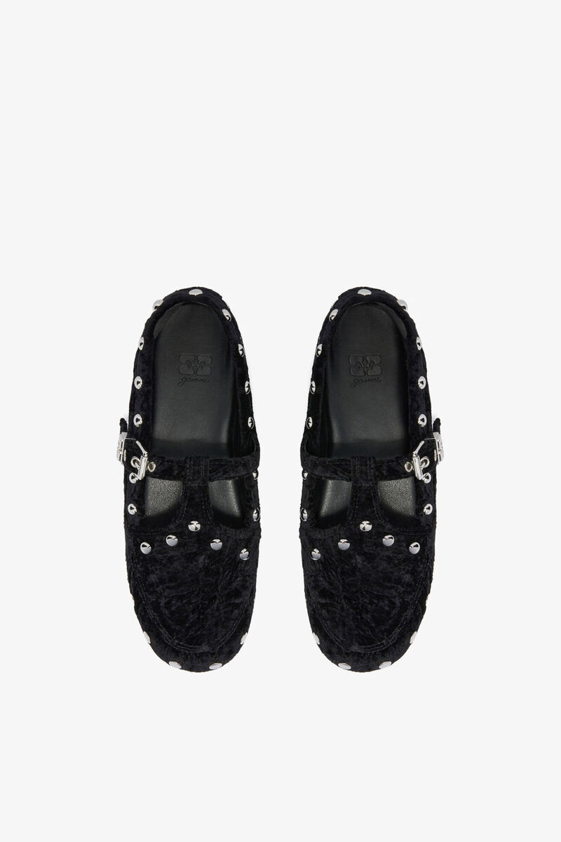 Mary Jenny Mokassins aus schwarzem Samt, Polyester, in colour Black - 3 - GANNI