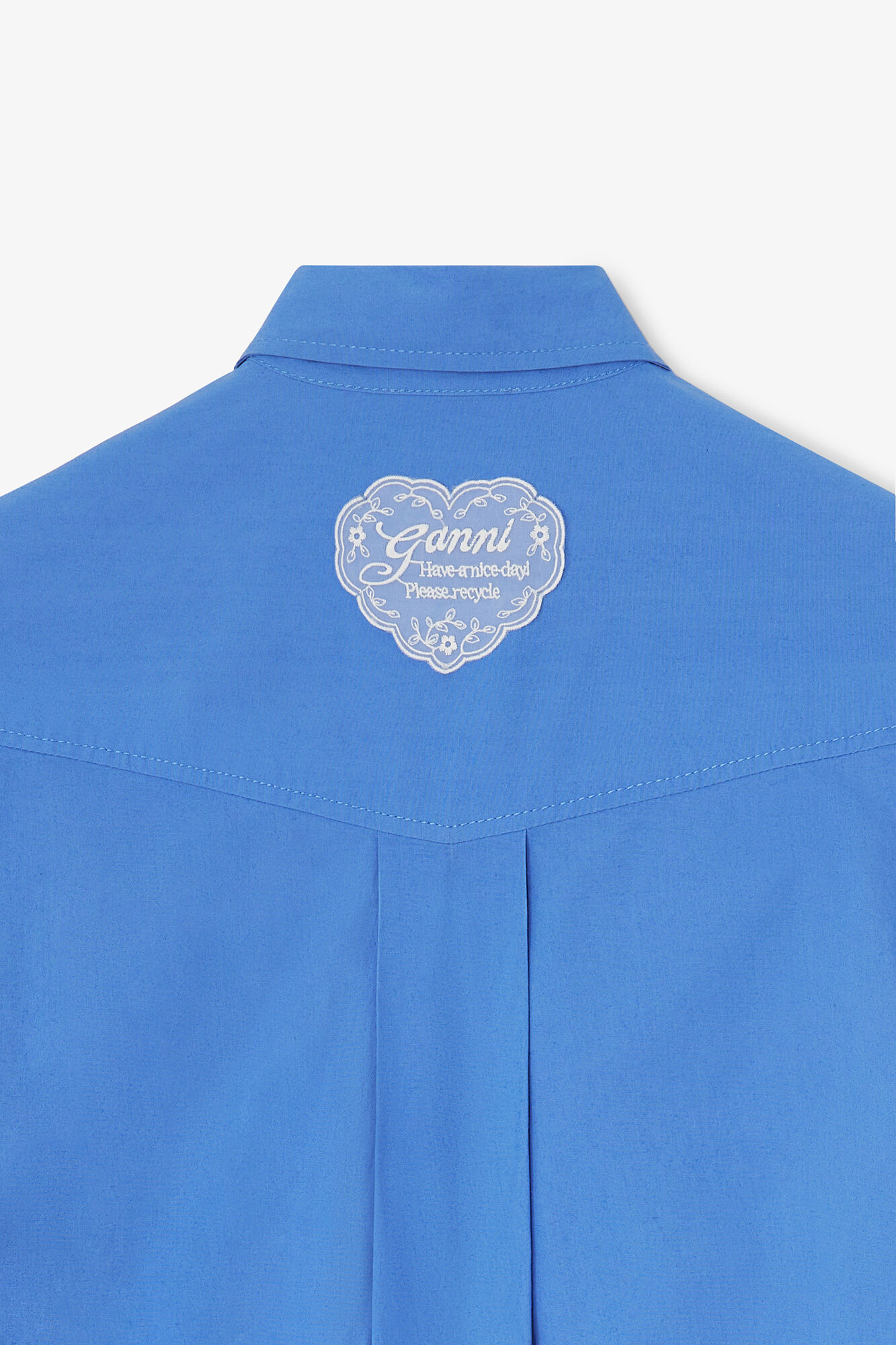 Shirt Dress in Blue Cotton, Organic Cotton, in colour Marina - 2 - GANNI