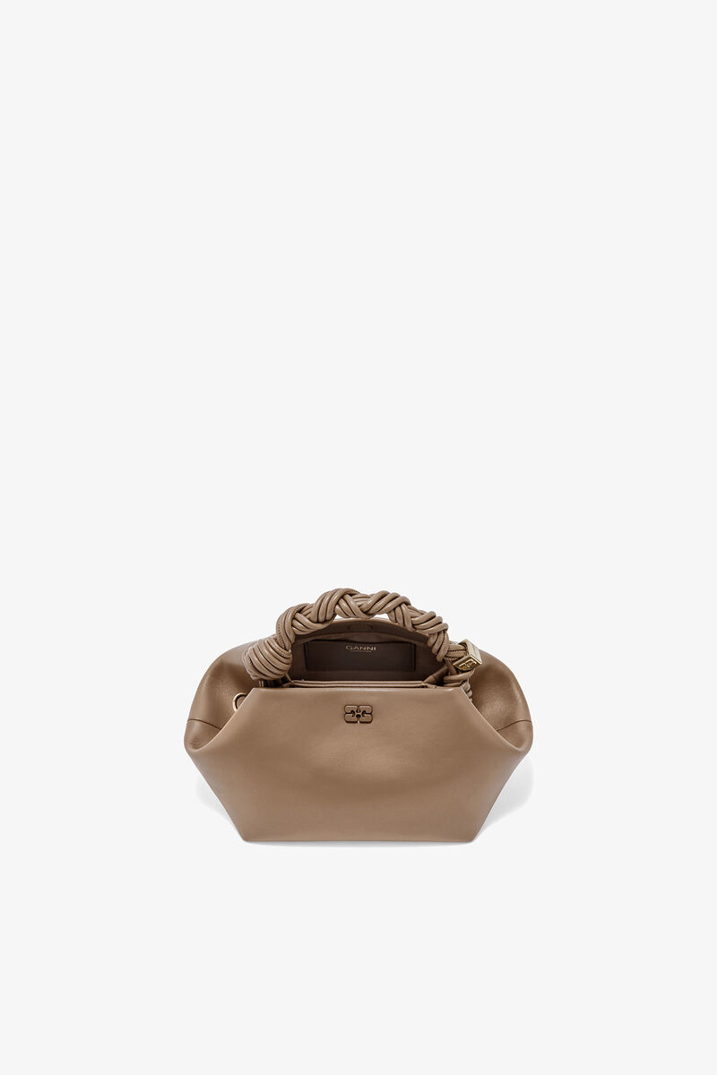 Lille Bou taske i brun, Recycled Leather, in colour Coca Mocha - 3 - GANNI