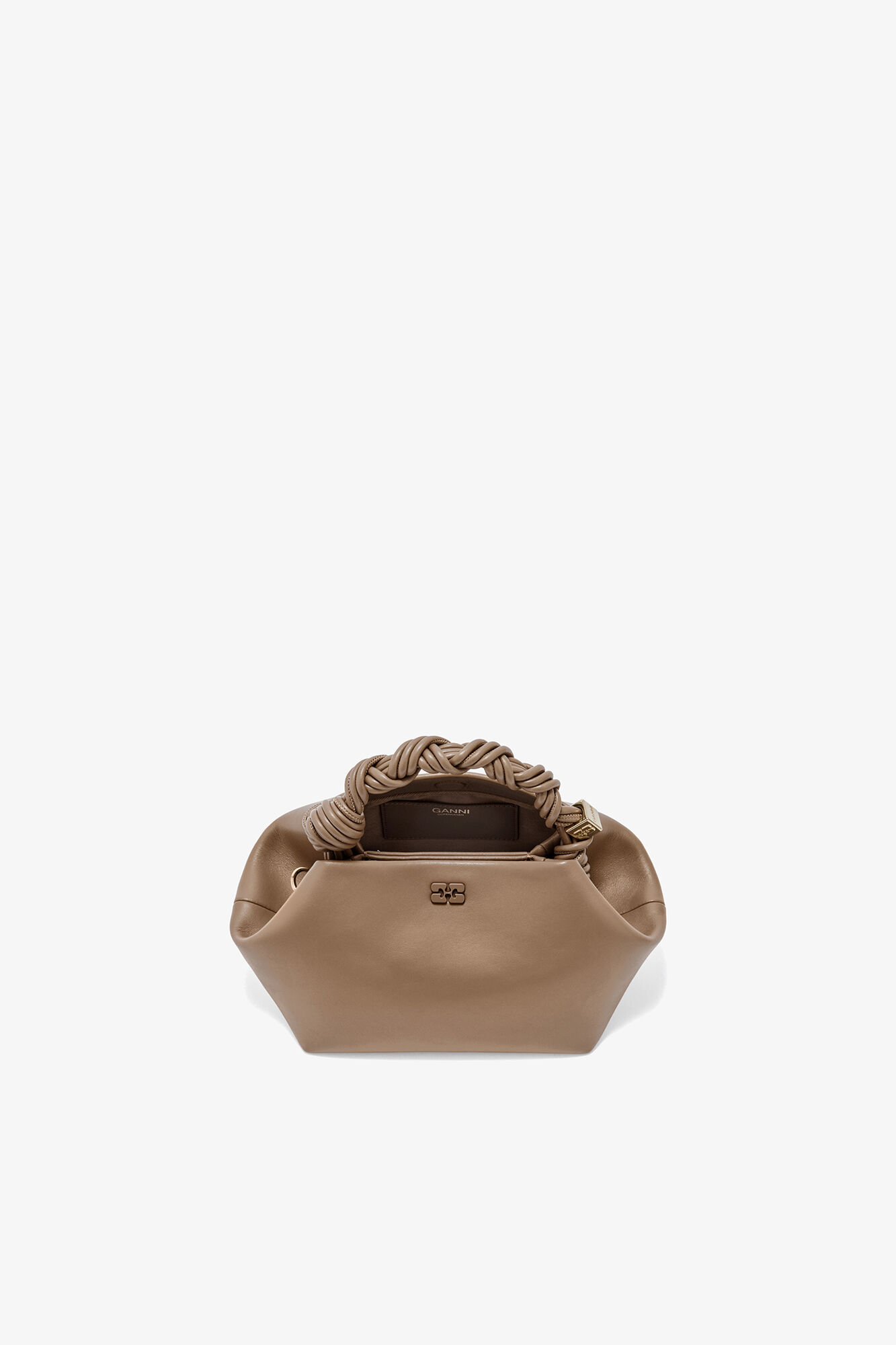 Lille Bou taske i brun, Recycled Leather, in colour Coca Mocha - 3 - GANNI
