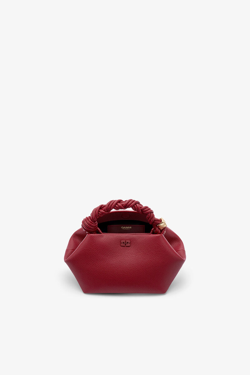 Small Bou Bag in Grained Red, Recycled Polyester, in colour Red Dahlia - 3 - GANNI