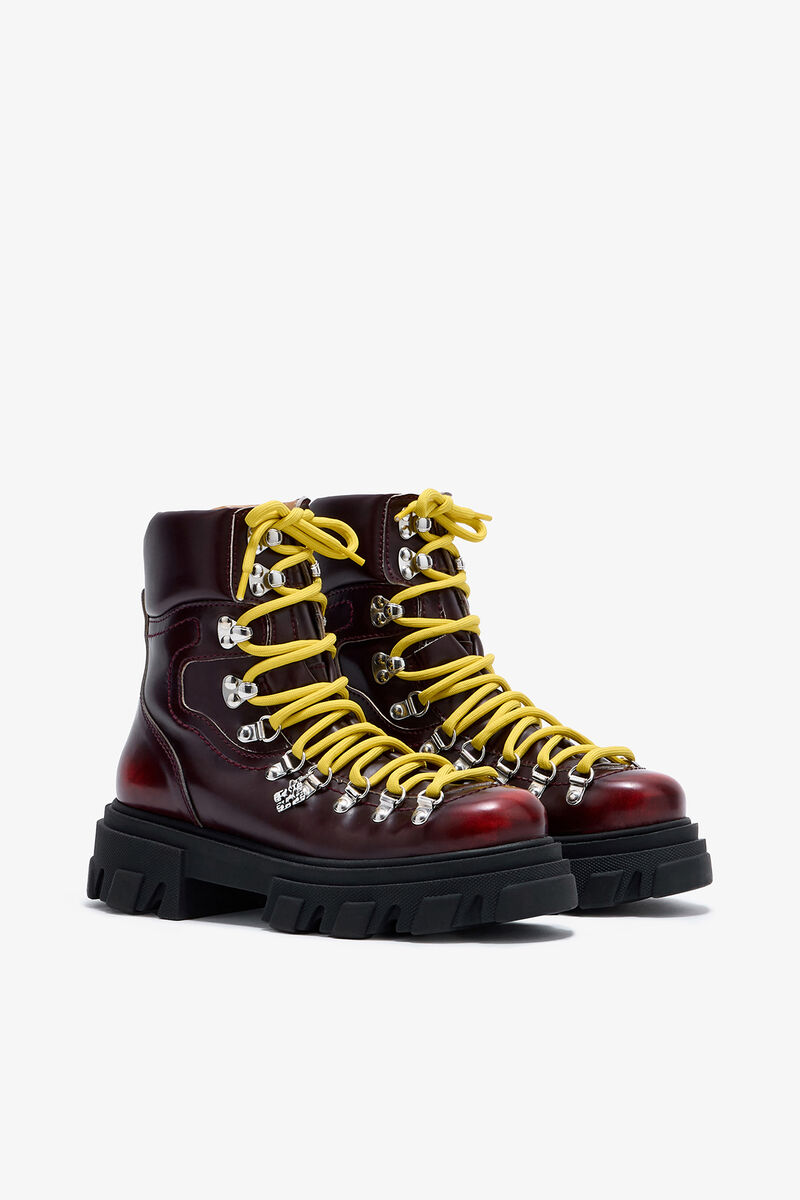 Cleated Mountain Boot in Burgundy, Polyurethane, in colour Black/Dark Burgundy - 4 - GANNI