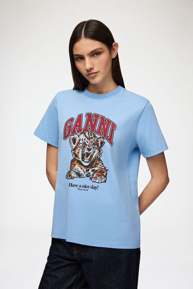Blue Relaxed Jersey Tiger T-shirt, Blissful Blue