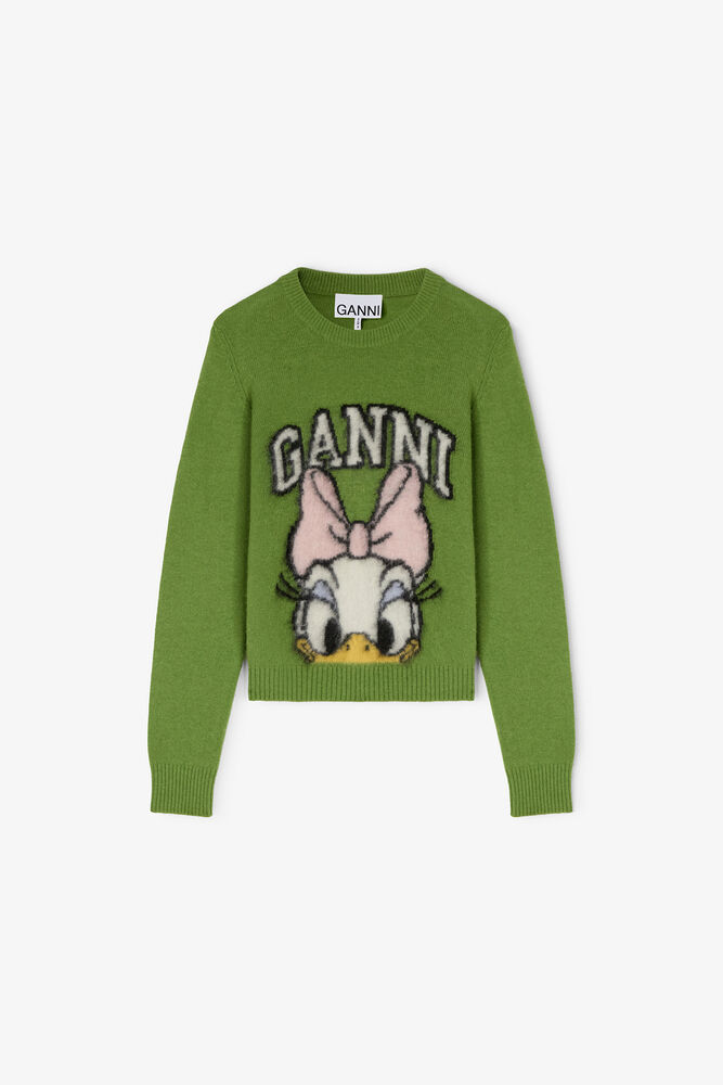 Daisy Duck Green Brushed Wool Jumper, Minced Herb