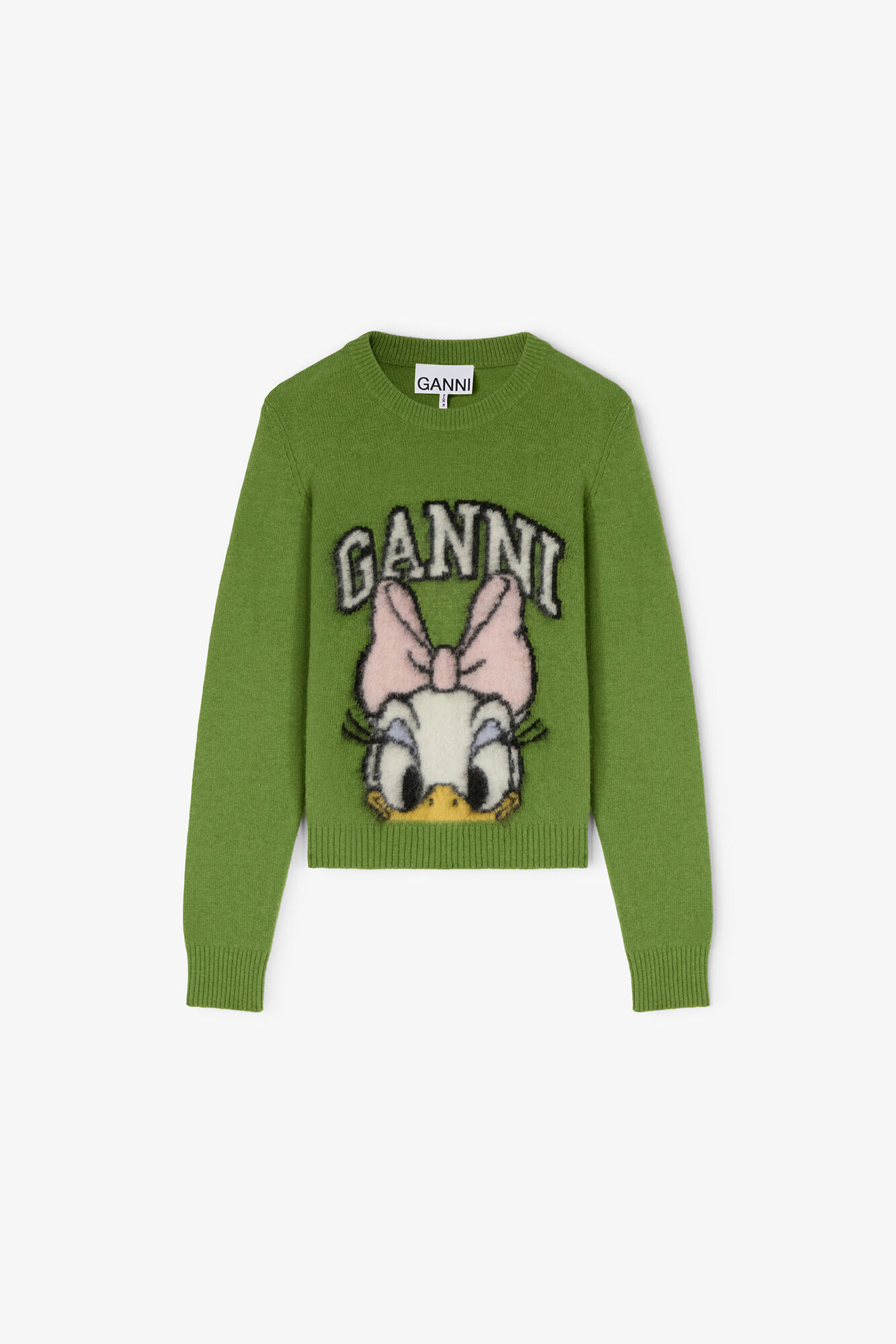 Daisy Duck Green Brushed Wool Jumper, Recycled Polyester, in colour Minced Herb - 1 - GANNI