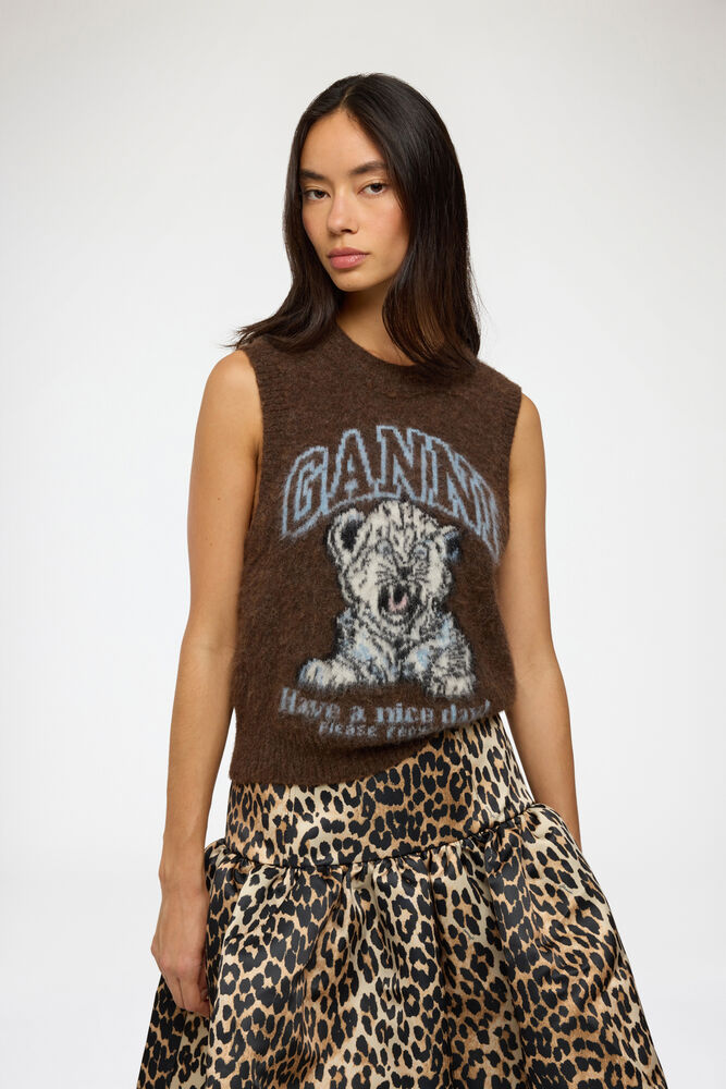 Vest with Tiger, Chicory Coffee