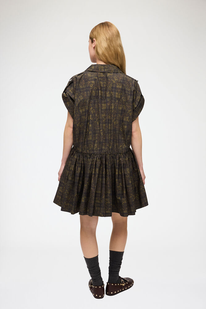 Dress in Printed Cotton, Gothic Olive
