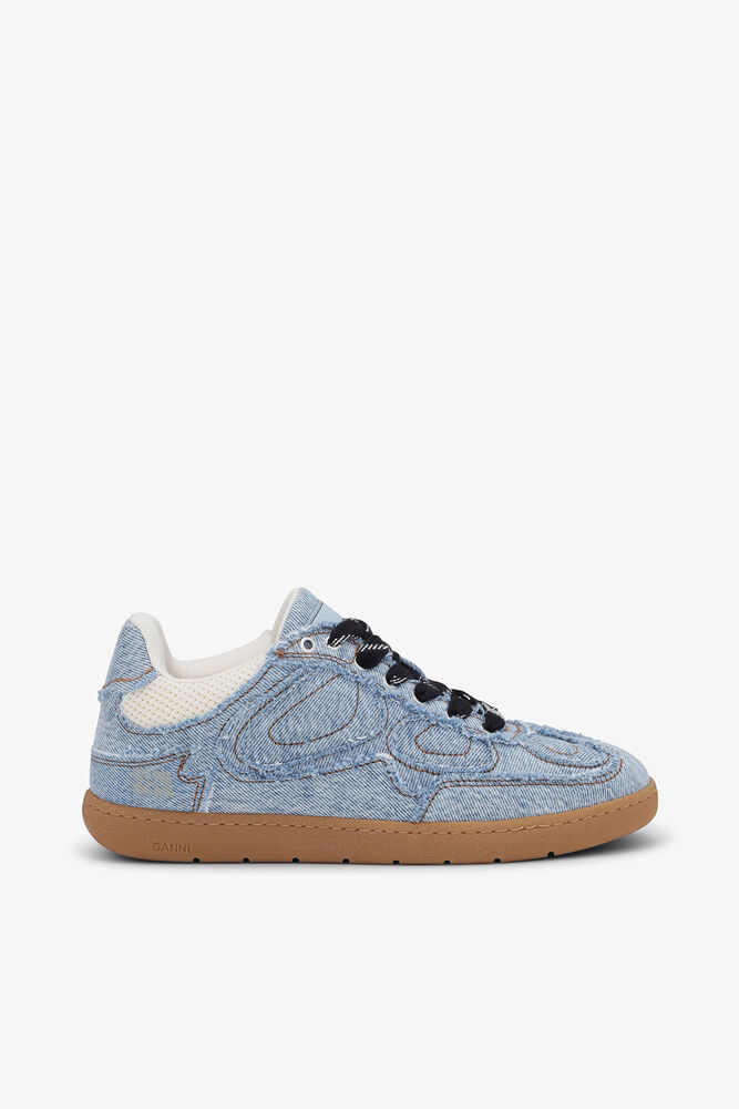 08 Denim Sneakers in Raw Edge, Light Blue Vintage