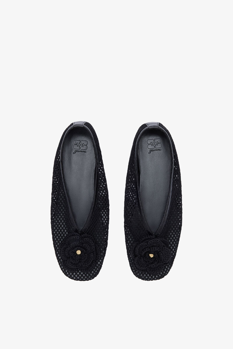 Jenny Ballerina in Black Mesh, Recycled Polyester, in colour Black - 3 - GANNI