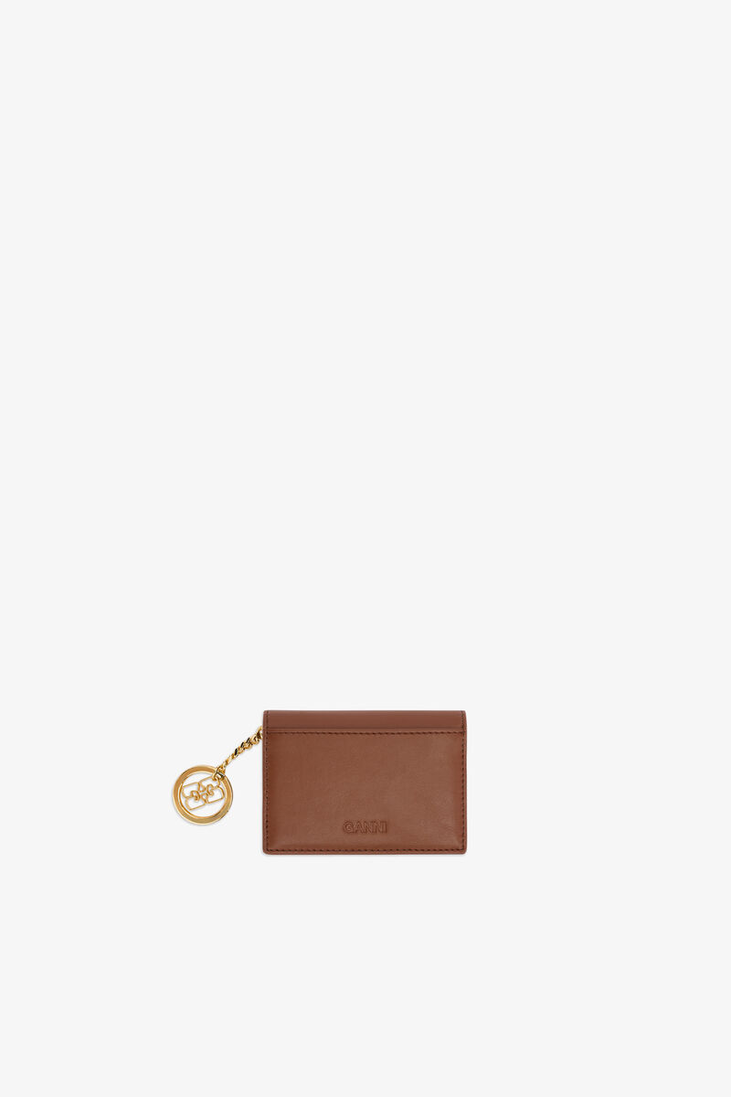 Bou korthållare med lock i brunt, Recycled Leather, in colour Sorrel Horse - 2 - GANNI