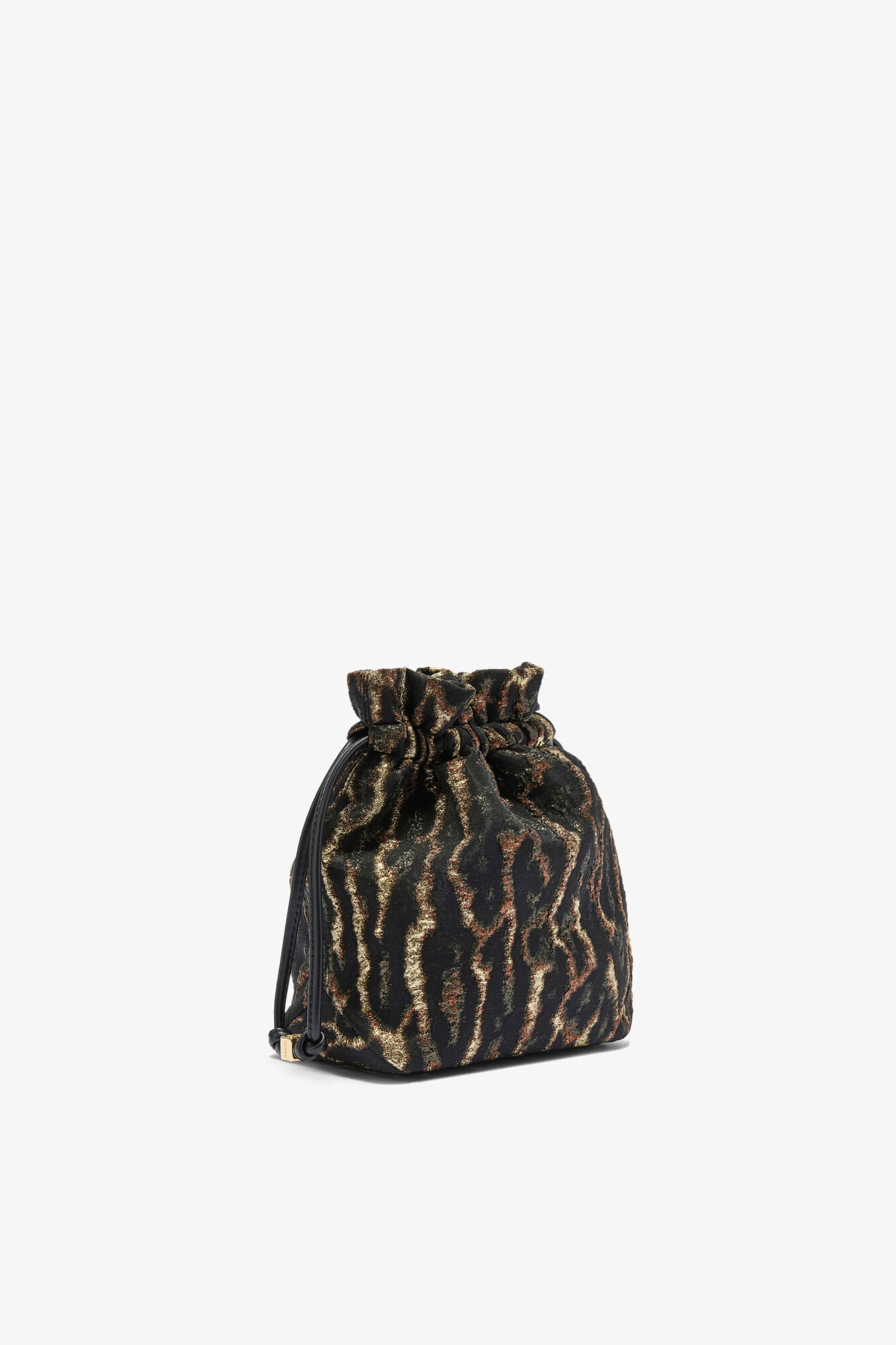 Bou Bucket Pochette en cloqué métallisé, Recycled Polyester, in colour Antique Bronze - 2 - GANNI