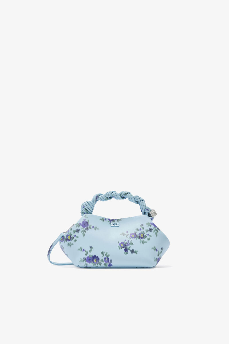 Sac petit Bou bleu imprimé, Recycled Leather, in colour Iced Aqua - 1 - GANNI