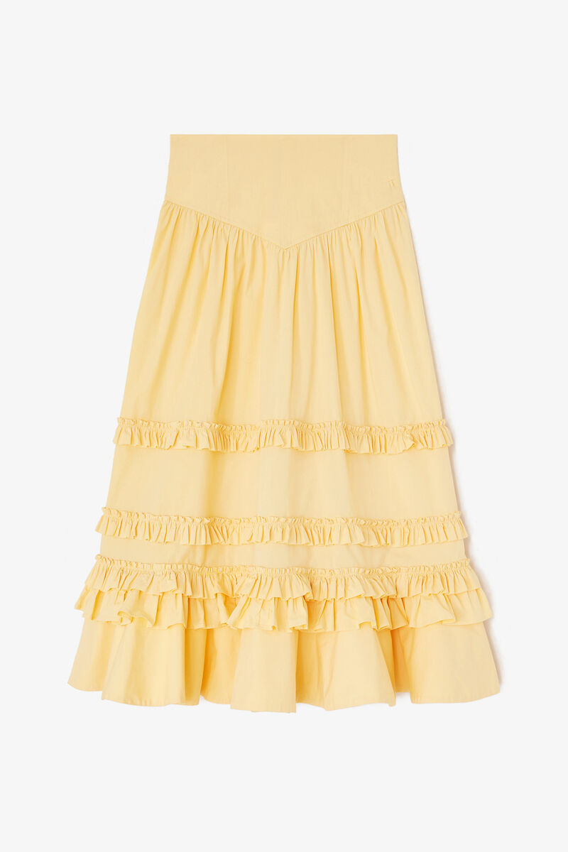 Skirt in Yellow Cotton, Organic Cotton, in colour Italian Straw - 1 - GANNI