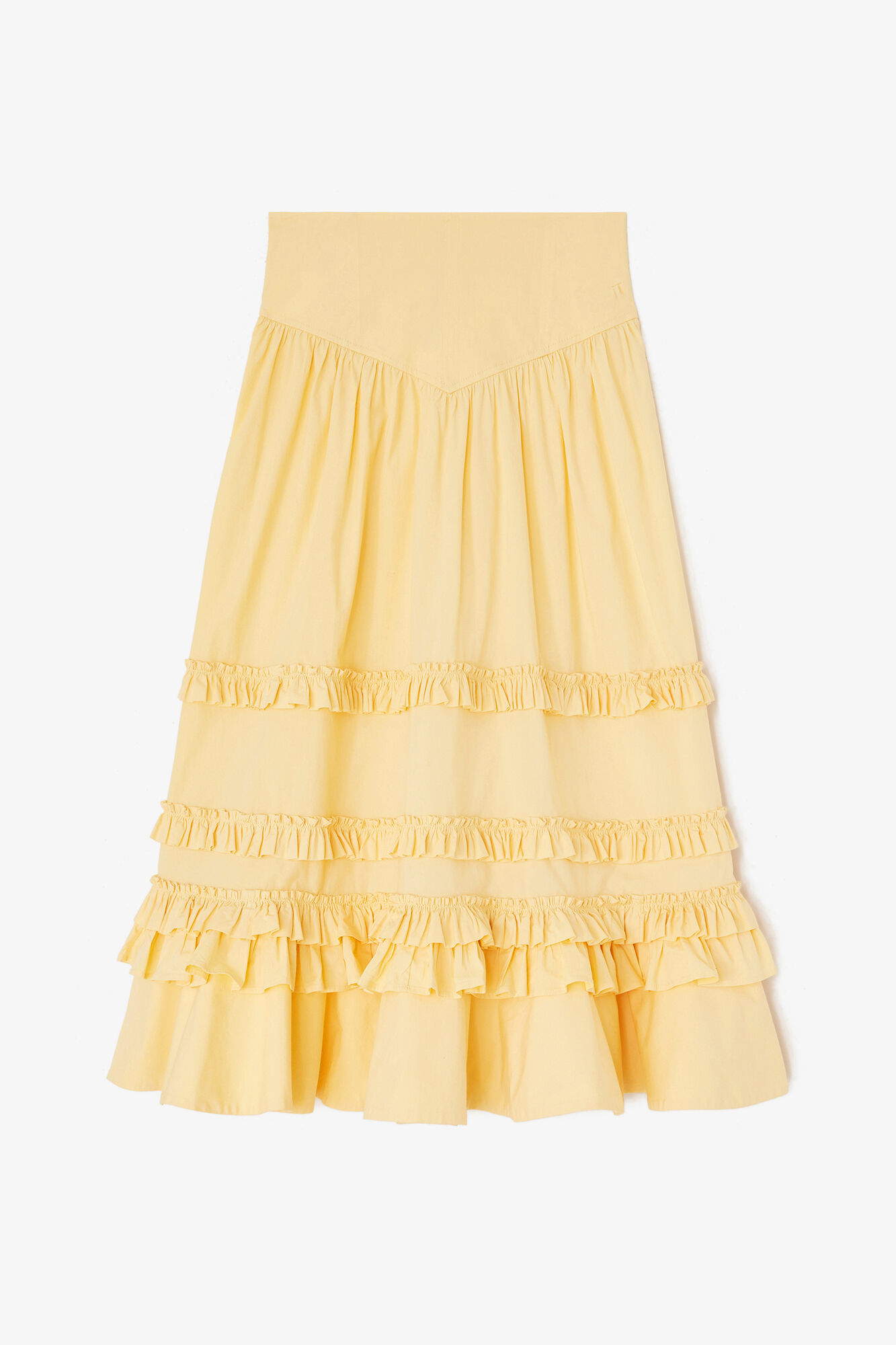 Skirt in Yellow Cotton, Organic Cotton, in colour Italian Straw - 1 - GANNI