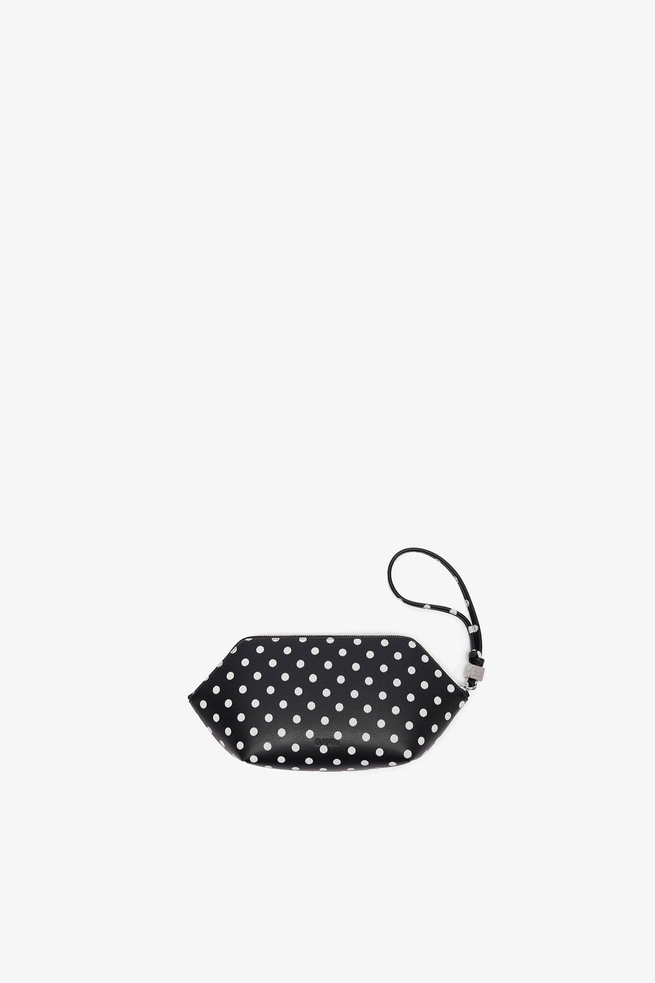 Bou Make-Up Pouch with Print, Recycled Leather, in colour Black - 2 - GANNI