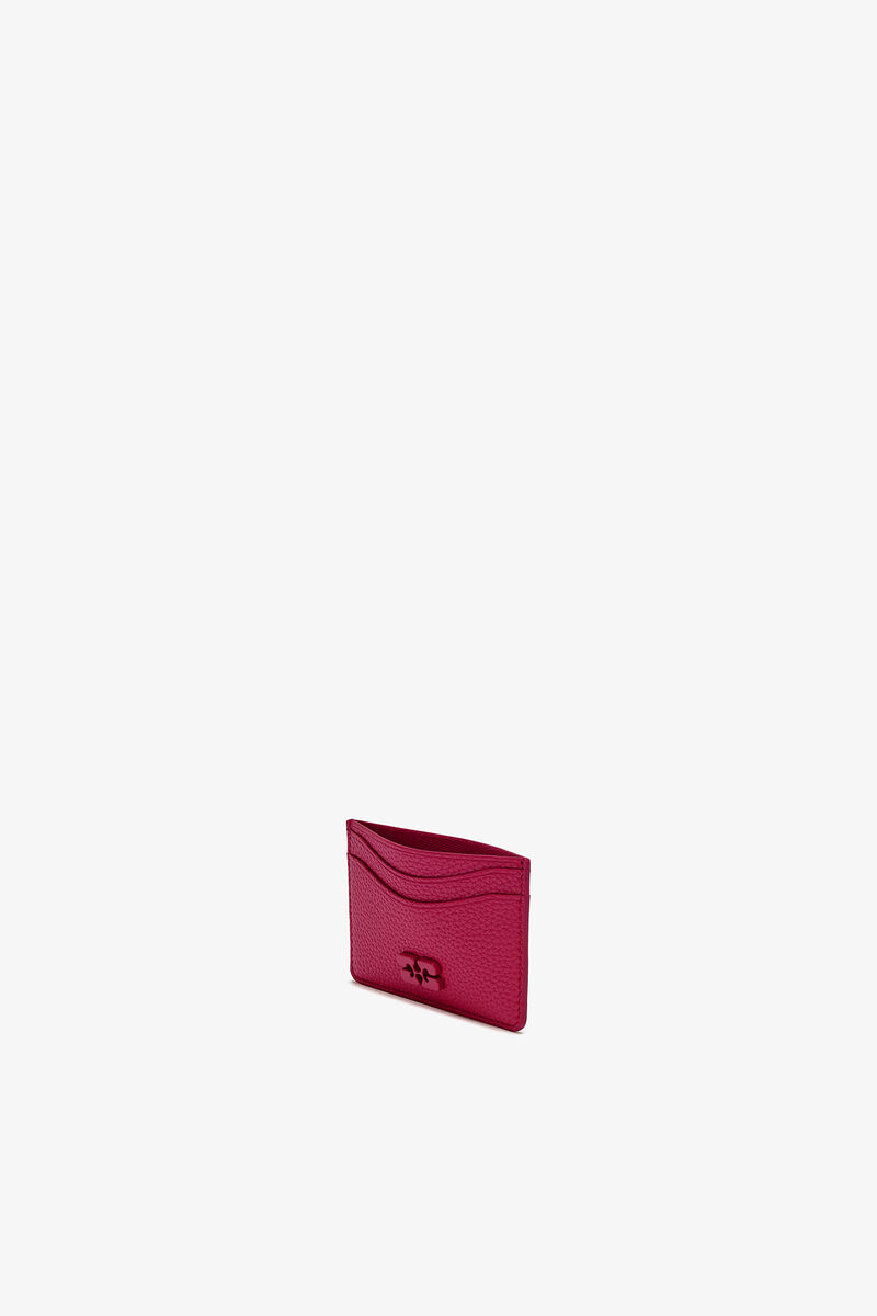 Bou Card Holder in Grained Red, Recycled Polyester, in colour Persian Red - 3 - GANNI
