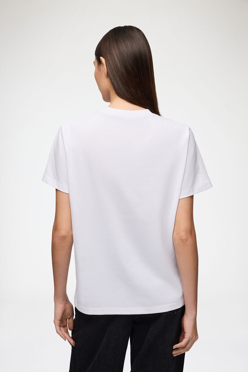 T-shirt basique en jersey blanc avec léopard, Organic Cotton, in colour Leopard - 3 - GANNI