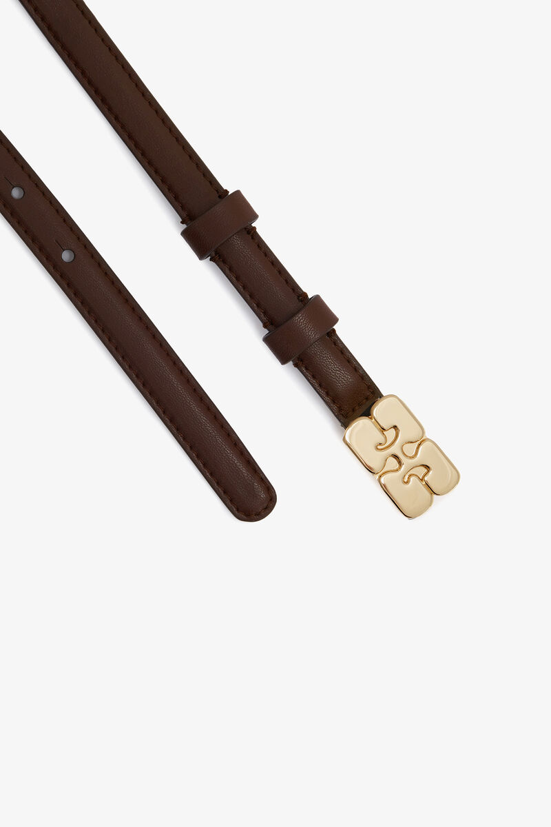 Kat Belt Small in Brown, Recycled Leather, in colour Chicory Coffee - 2 - GANNI