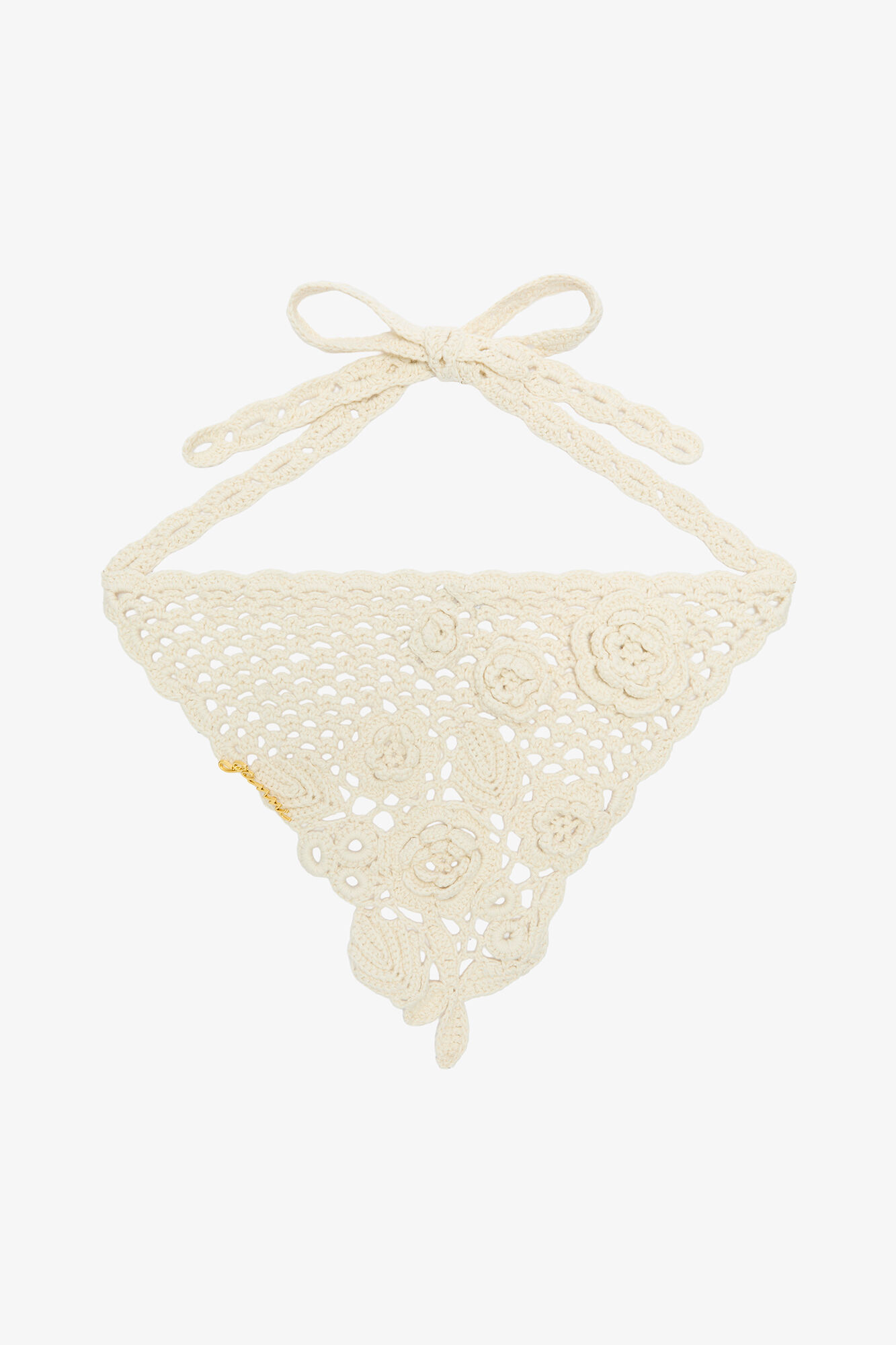 Head Scarf in Cotton Crochet, Organic Cotton, in colour Egret - 1 - GANNI