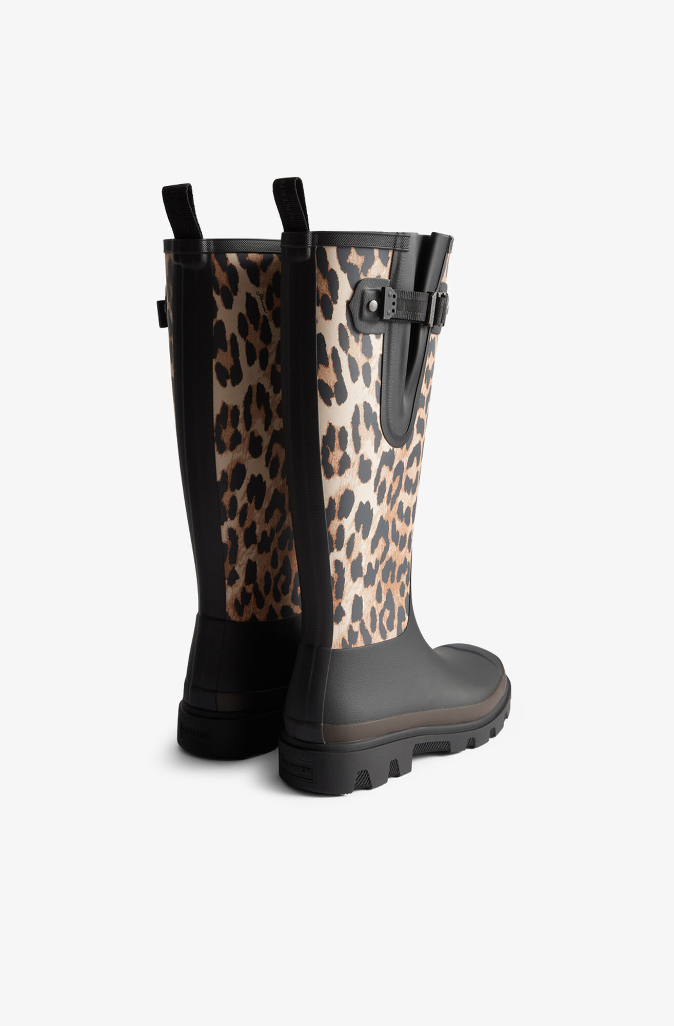 Downpour Tall Boots in Leopard, Rubber, in colour Almond Milk - 3 - GANNI