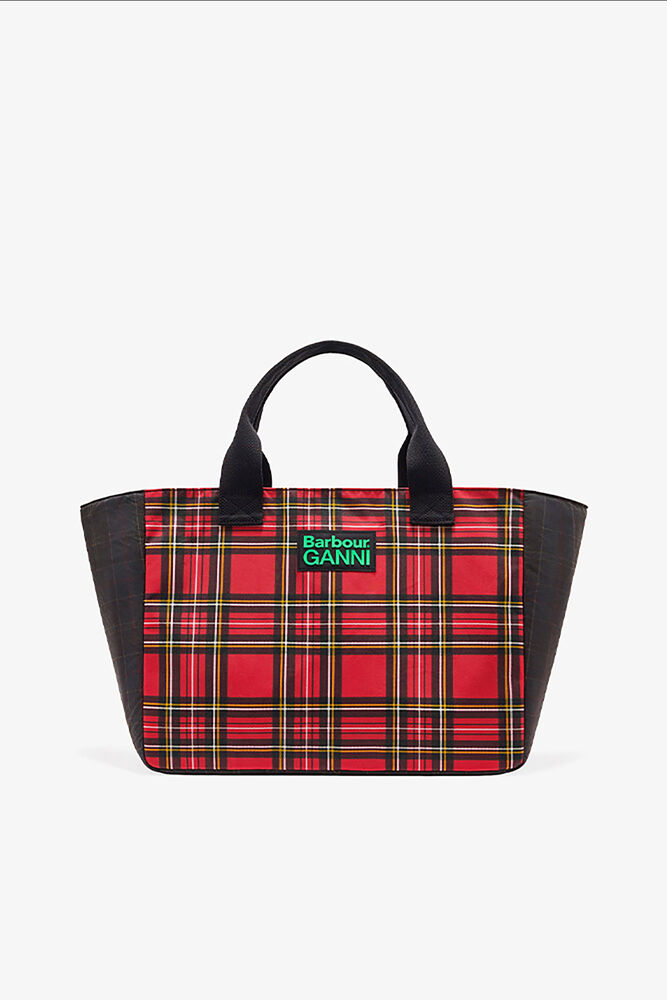 Tote in Red Tartan, Dark Green