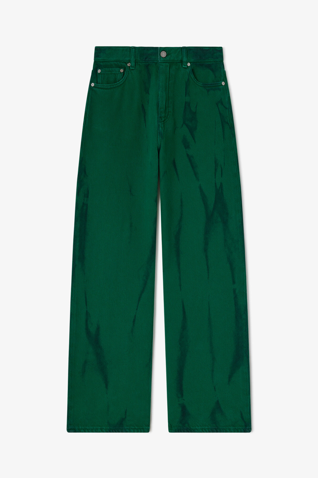 Jean en denim épais Izey, Organic Cotton, in colour Fern Green - 1 - GANNI